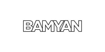 Bamiyán en el Afganistán emblema. el diseño caracteristicas un geométrico estilo, vector ilustración con negrita tipografía en un moderno fuente. el gráfico eslogan letras.