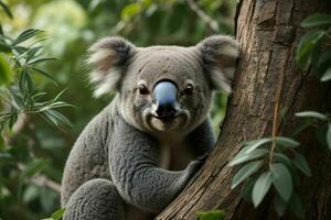 coala en un árbol. antecedentes. ai generativo Pro foto