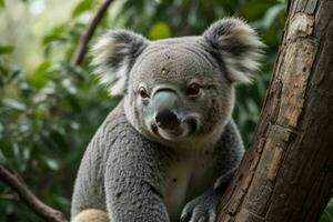 coala en un árbol. antecedentes. ai generativo Pro foto