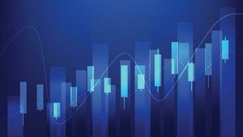 Financial business background statistics with bar graph and candlesticks chart show stock market vector