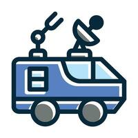 Space Car Vector Thick Line Filled Dark Colors