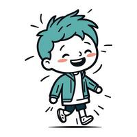 Smiling boy cartoon character. Vector illustration in line art style.