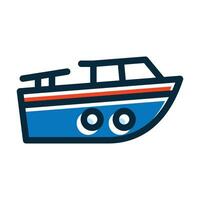 Boat Vector Thick Line Filled Dark Colors