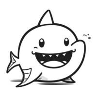 Cute shark cartoon character. Vector illustration isolated on white background.