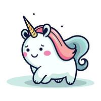 Cute cartoon unicorn. Vector illustration in doodle style.