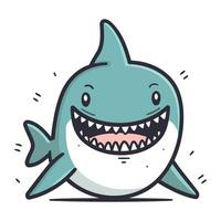 Shark cartoon character. Vector illustration of a funny cartoon shark.