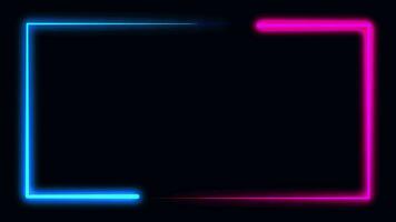 video footage Animated neon glowing frame background. Colorful laser show seamless loop 4K border, line frame border lighting neon glow