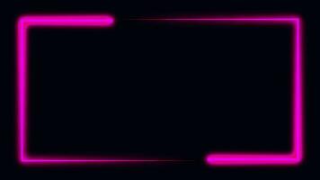 video footage Animated neon glowing frame background. Colorful laser show seamless loop 4K border, line frame border lighting neon glow