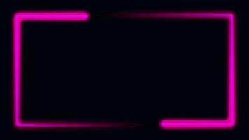 video footage Animated neon glowing frame background. Colorful laser show seamless loop 4K border, line frame border lighting neon glow