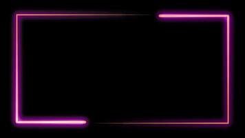 video footage Animated neon glowing frame background. Colorful laser show seamless loop 4K border, line frame border lighting neon glow