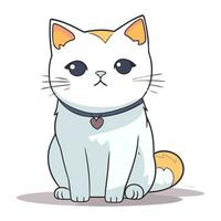 Cute cartoon cat sitting and looking at camera. Vector illustration.