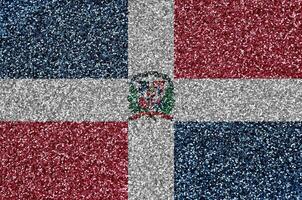 Dominican Republic flag depicted on many small shiny sequins. Colorful festival background for party photo