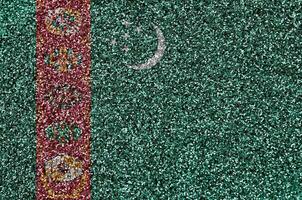 Turkmenistan flag depicted on many small shiny sequins. Colorful festival background for party photo