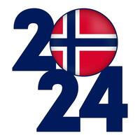 Happy New Year 2024 banner with Norway flag inside. Vector illustration.