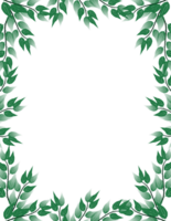 Leaves frame clipart. Botanical green leaf border png