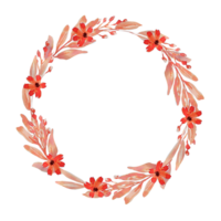 Watercolor autumn wreath hand painted. Floral frame clipart png