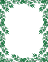 Green leaf frame illustration. Leaves border clipart png