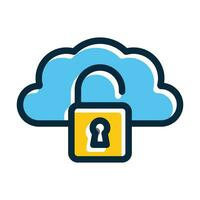 Unsecure Cloud Vector Thick Line Filled Dark Colors