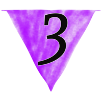 Decorative flags with numbers three png