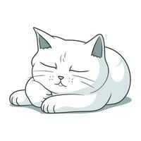 Illustration of a White Cat Lying Down on a White Background vector