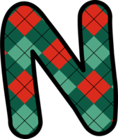 N Alphabet, grid pattern, red, green png
