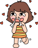 cartoon girl with heart shaped eyes and nose png