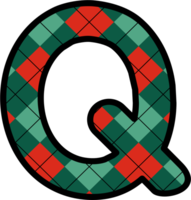 Q Alphabet, grid pattern, red, green png