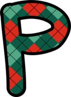 p alfabet, rooster patroon, rood, groen png