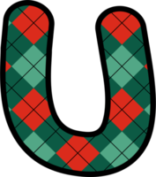 U Alphabet, grid pattern, red, green png