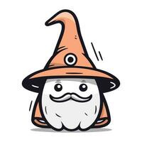 Witch Cartoon Mascot Character with Hat Vector Illustration.