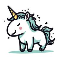 linda dibujos animados unicornio. vector ilustración aislado en un blanco antecedentes.