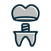 Dental Crown Vector Thick Line Filled Dark Colors