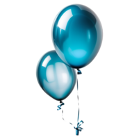 3D Realistic Helium Blue Balloon Isolated. AI Generative png