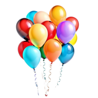 3D Realistic Helium Color Balloons Isolated. AI Generative png