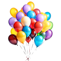 3D Realistic Helium Colorful Balloons Isolated. AI Generative png