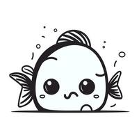 Cute kawaii fish. Vector illustration isolated on white background.