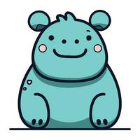 Cute cartoon hippo. Vector illustration isolated on white background.