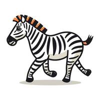 Zebra vector illustration. Cute cartoon zebra on white background.