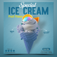 ice cream social media post psd template