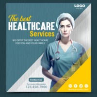 Medical Social Media Post Template, Healthcare Social Media Banner Template, Medical and healthcare social media post template psd