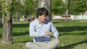 Young man having a nervous breakdown harms the environment. video