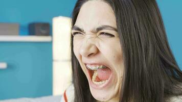 Angry young woman shouting, screaming. video