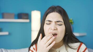 Portrait of cheerful and playful young woman with braces. video