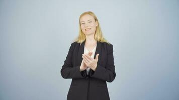 Business woman clapping. video