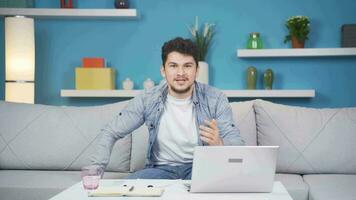 Man experiencing joy looking at camera. video