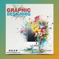 Water color photo and graphics designing agency social media post template psd