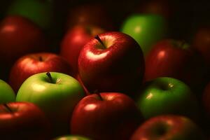 Lots of green and red apples background. Neural network AI generated photo