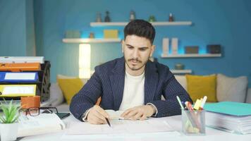 Young businessman looking at camera makes a negative gesture. Negative expression. video