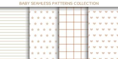 Set of cute pastel shade baby patterns on a felom background. Seamless pattern included in the swatches panel vector
