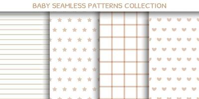 Set of cute pastel shade baby patterns on a felom background. Seamless pattern included in the swatches panel vector